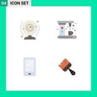 Pictogram Set of 4 Simple Flat Icons of cam phone computer coffee mobile Editable Vector Design Elements