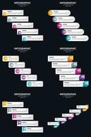 Vector 6 Infographics Pack Presentation slide template 5 Steps cycle diagrams and timelines