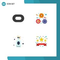 Set of 4 Commercial Flat Icons pack for stadium party clock perfection black friday Editable Vector Design Elements
