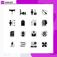 Modern Set of 16 Solid Glyphs and symbols such as employee tools management stomatology dental Editable Vector Design Elements