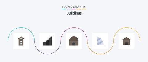 Buildings Flat 5 Icon Pack Including uae monument. dubai. modern building. burj al arab. islamic building vector