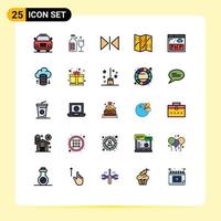 paquete de 25 modernos signos y símbolos de colores planos de línea rellena para medios de impresión web como el programa de red en la nube elementos de diseño de vectores editables de ubicación php horizontal