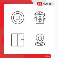 Pack of 4 Modern Filledline Flat Colors Signs and Symbols for Web Print Media such as basic blueprint clover hat map Editable Vector Design Elements