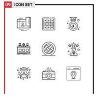 9 Thematic Vector Outlines and Editable Symbols of jury expert game contest medal Editable Vector Design Elements