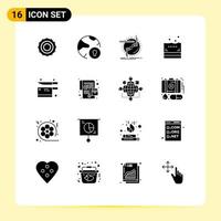 16 Universal Solid Glyphs Set for Web and Mobile Applications kitchen bathroom chain bath wire Editable Vector Design Elements