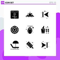 Solid Glyph Pack of 9 Universal Symbols of crypto currency coin mountain komodo back Editable Vector Design Elements