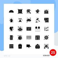 25 User Interface Solid Glyph Pack of modern Signs and Symbols of money dollar success safe medical Editable Vector Design Elements