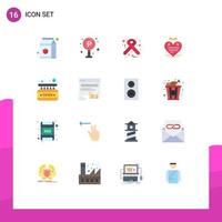 16 Thematic Vector Flat Colors and Editable Symbols of open love letter hiv calendar heart Editable Pack of Creative Vector Design Elements