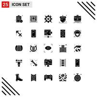 User Interface Pack of 25 Basic Solid Glyphs of season flora gear autumn product Editable Vector Design Elements