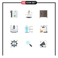 Group of 9 Flat Colors Signs and Symbols for link design furniture software drawing Editable Vector Design Elements