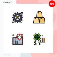 Modern Set of 4 Filledline Flat Colors Pictograph of dollar map money business pin Editable Vector Design Elements