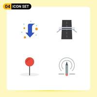 4 Universal Flat Icons Set for Web and Mobile Applications arrow coordinate left creative pointer Editable Vector Design Elements