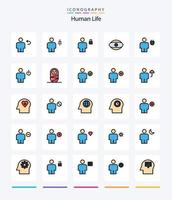 Creative Human 25 Line FIlled icon pack  Such As human. eye. shower. padlock. human vector