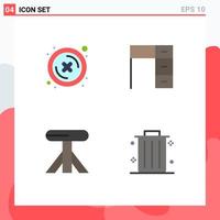 4 iconos creativos signos y símbolos modernos de botón de comedor cerrado mesa interior elementos de diseño vectorial editables vector