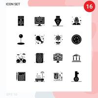 Modern Set of 16 Solid Glyphs and symbols such as pin beautician setting woman avatar Editable Vector Design Elements
