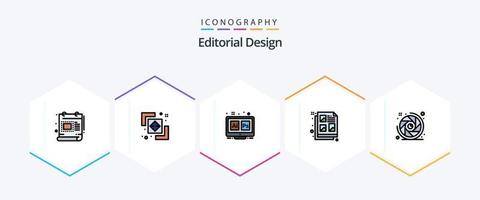 Editorial Design 25 FilledLine icon pack including camera. document. adobe. design. ai vector