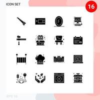 User Interface Pack of 16 Basic Solid Glyphs of cut editing products software computer Editable Vector Design Elements