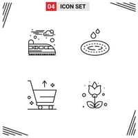 Universal Icon Symbols Group of 4 Modern Filledline Flat Colors of electric e rain spa flower Editable Vector Design Elements