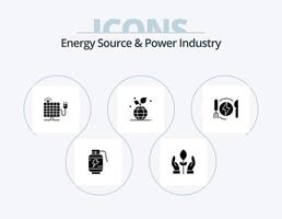 Energy Source And Power Industry Glyph Icon Pack 5 Icon Design. energy. globe. energy. friendly. growth vector