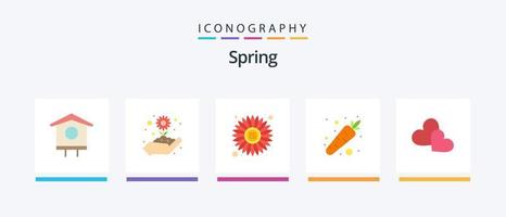 Spring Flat 5 Icon Pack Including wedding. love. flower. heart. food. Creative Icons Design vector