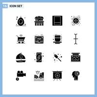 Set of 16 Vector Solid Glyphs on Grid for box wifi toggle cart product Editable Vector Design Elements