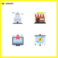 4 Creative Icons Modern Signs and Symbols of administration startup museum store presentation Editable Vector Design Elements