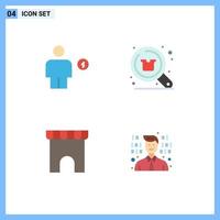 Group of 4 Modern Flat Icons Set for avatar shopping energy discount institute building Editable Vector Design Elements