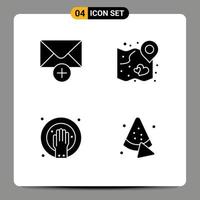 4 Thematic Vector Solid Glyphs and Editable Symbols of mail hand soak heart strategy spa Editable Vector Design Elements