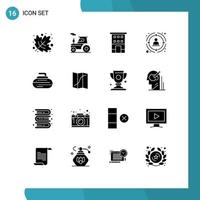 Pack of 16 creative Solid Glyphs of bowls people buildings network link Editable Vector Design Elements