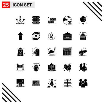Group of 25 Solid Glyphs Signs and Symbols for activities network chocolate database cloud Editable Vector Design Elements