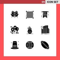 9 Creative Icons Modern Signs and Symbols of peace grenade card fraud music Editable Vector Design Elements