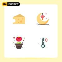 4 Flat Icon concept for Websites Mobile and Apps breakfast home moon ribbon temperature Editable Vector Design Elements