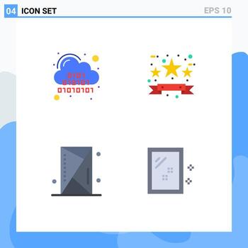 Group of 4 Flat Icons Signs and Symbols for binary console digital commerce games Editable Vector Design Elements