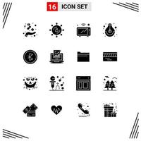 Pictogram Set of 16 Simple Solid Glyphs of idea education network wifi microwave Editable Vector Design Elements