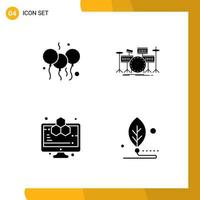 Editable Vector Line Pack of 4 Simple Solid Glyphs of indian analytics india instrument computer science Editable Vector Design Elements