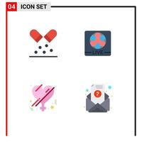 Universal Icon Symbols Group of 4 Modern Flat Icons of capsule gender pills screen romance Editable Vector Design Elements