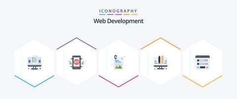 Web Development 25 Flat icon pack including login. flowchart. development. web. development vector