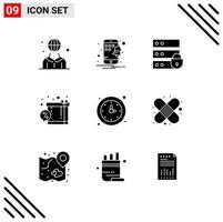 Set of 9 Modern UI Icons Symbols Signs for school shopping device gift box Editable Vector Design Elements