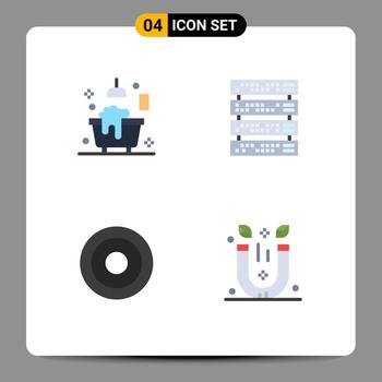 Flat Icon Pack of 4 Universal Symbols of bath interface shower rack mount user Editable Vector Design Elements