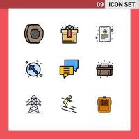 Set of 9 Modern UI Icons Symbols Signs for chat up left bill pointer arrow Editable Vector Design Elements