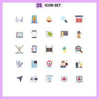 25 Universal Flat Color Signs Symbols of search look warning glass china Editable Vector Design Elements