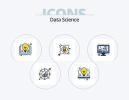 paquete de iconos llenos de línea de ciencia de datos 5 diseño de iconos. SEO ciencia. computadora. informe. datos vector