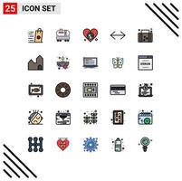 Set of 25 Modern UI Icons Symbols Signs for right left construction arrow love Editable Vector Design Elements