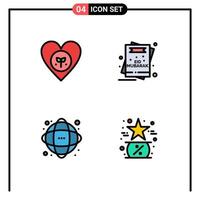 4 iconos creativos, signos y símbolos modernos de la página de ecología, base de datos de invitación al corazón, elementos de diseño vectorial editables vector