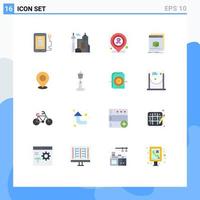 Set of 16 Modern UI Icons Symbols Signs for map program hospital file app Editable Pack of Creative Vector Design Elements