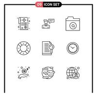 9 Thematic Vector Outlines and Editable Symbols of file ui conversation support help Editable Vector Design Elements