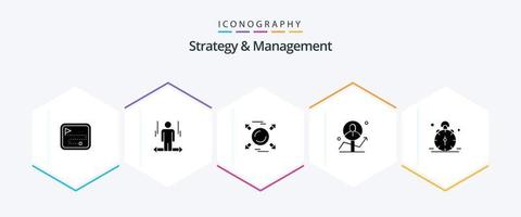 paquete de iconos de 25 glifos de estrategia y gestión, incluido el éxito. gráfico. derecho. masculino. todas vector