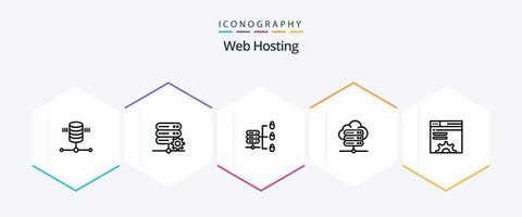 Web Hosting 25 Line icon pack including server connection. database . server . secure web server vector