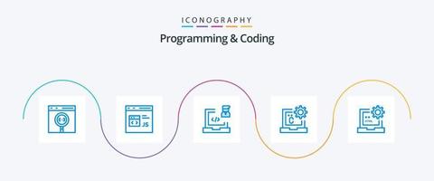 paquete de iconos azul 5 de programación y codificación que incluye codificación. C. desarrollo. programador. desarrollo vector