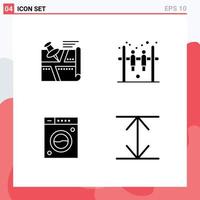 Pack of 4 creative Solid Glyphs of location cleaning pin game washing Editable Vector Design Elements